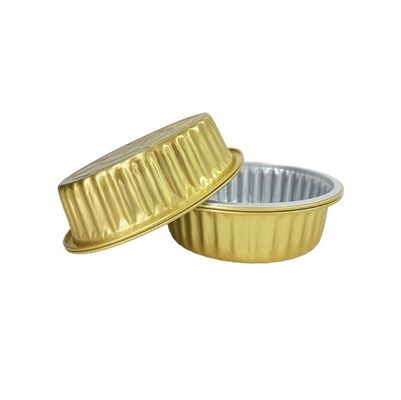 Gouden aluminium folie bakken met deksel wegwerp ronde BBQ doos