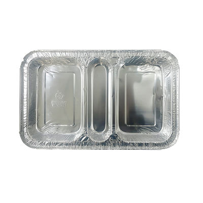 Voedingsmiddelencontainer 3 Compartiment 230*185*35 Rectangular Aluminium Foil Takeaway Lunch Box