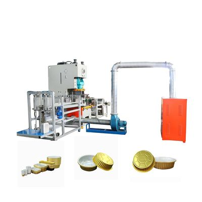 Automatische machine voor het maken van een bak voor wegwerpvoedsel van aluminiumcapsules met een hoog veiligheidsniveau