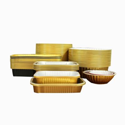 Eenmalige aluminiumfolie dozen voor voedselverpakkingen zware aluminium-langwerpige folie potten met deksel