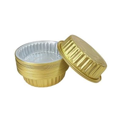 Gouden aluminium folie bakken met deksel wegwerp ronde BBQ doos