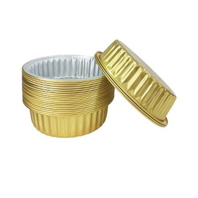 Gouden aluminium folie bakken met deksel wegwerp ronde BBQ doos