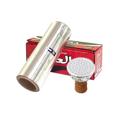 Soft Tempered Silver Aluminium Foil Hookah Shisha Roll met snijlijn en gaten 145mm*145mm