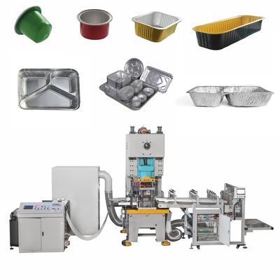1.5KW Volledig automatisch 3 compartiment gelamineerd vliegtuigverzegelbaar wegwerpvoedsel Aluminiumfoliecontainer maken apparatuur