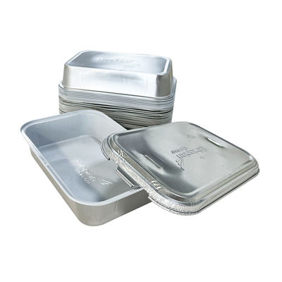 Voedselverpakking Aluminiumfoliecontainer met deksel voor takeout to go Voedselverpakking Ovale bak