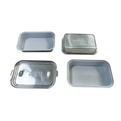 Voedselverpakking Aluminiumfoliecontainer met deksel voor takeout to go Voedselverpakking Ovale bak
