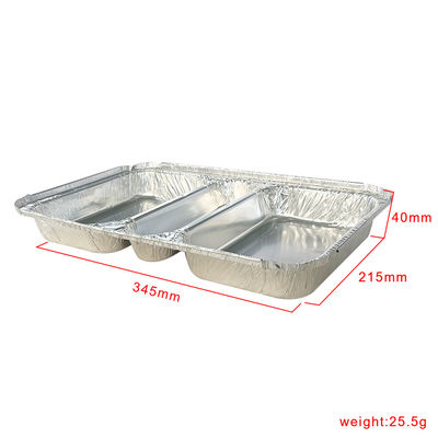 Voedingsmiddelencontainer 3 Compartiment 230*185*35 Rectangular Aluminium Foil Takeaway Lunch Box