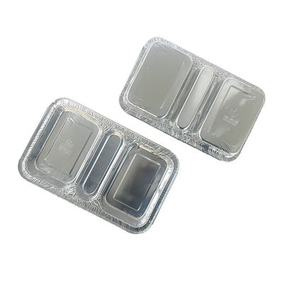 Voedingsmiddelencontainer 3 Compartiment 230*185*35 Rectangular Aluminium Foil Takeaway Lunch Box