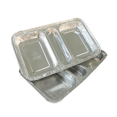 Voedingsmiddelencontainer 3 Compartiment 230*185*35 Rectangular Aluminium Foil Takeaway Lunch Box