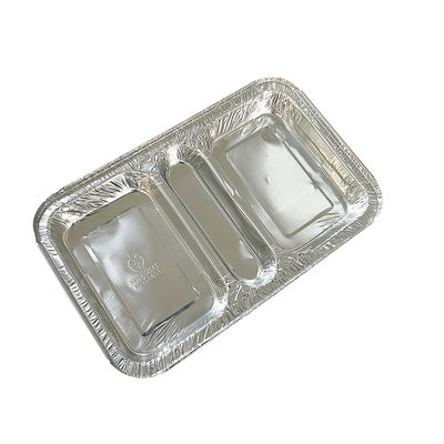 Voedingsmiddelencontainer 3 Compartiment 230*185*35 Rectangular Aluminium Foil Takeaway Lunch Box
