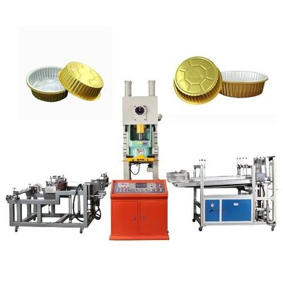 Automatische machine voor het maken van een bak voor wegwerpvoedsel van aluminiumcapsules met een hoog veiligheidsniveau