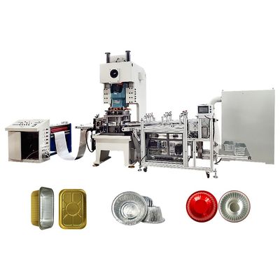 Automatische machine voor het maken van een bak voor wegwerpvoedsel van aluminiumcapsules met een hoog veiligheidsniveau