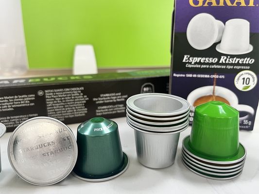 Productie van koffiecapsules met aluminium kleine aluminiumfoliecontainers