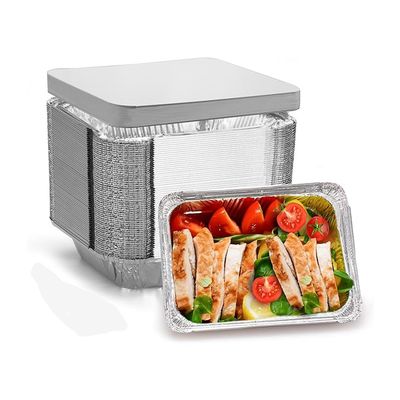 Kartonnen deksel Zilveren aluminium folie Lunchbox voor voedselopslag en wegnemen 890cc